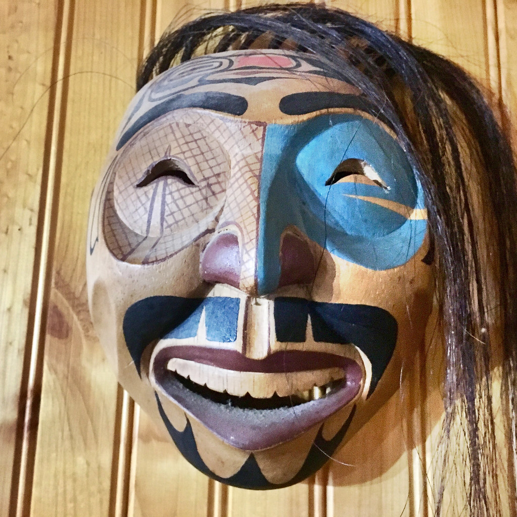 Inuit art mask, purchased in an Anchorage Alaska store in July 2002, photo April 1, 2018 (Apple iPhone 6s)
