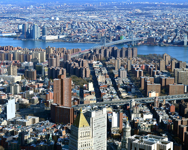 Nueva York desde lo alto del mirador One World y Brooklyn al fondo