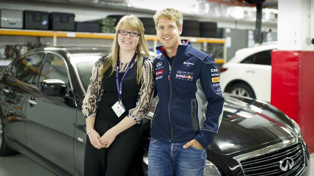 Gemma Hatton is pictured with Sebastian Vettel