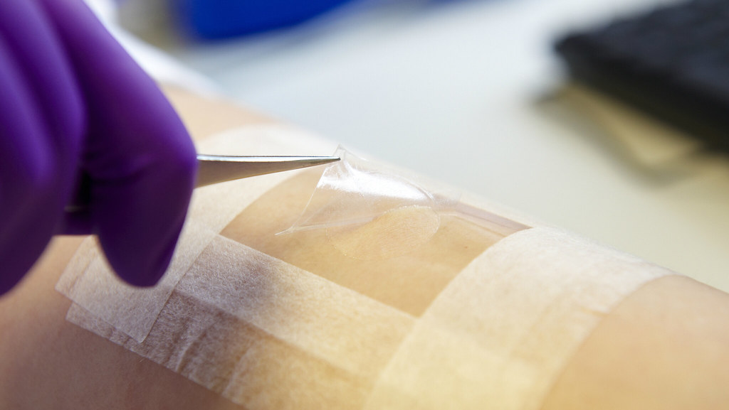 Tape used to remove the top layer of skin cells