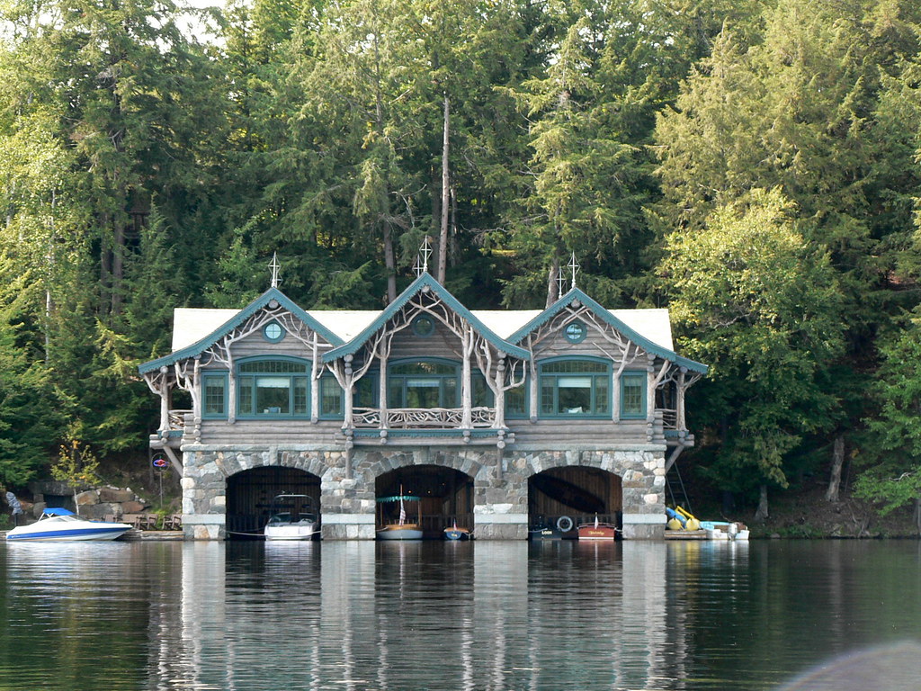 Adirondack Boathouse Boathouse on Upper St Regis Lake 