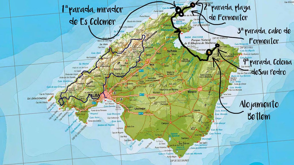 plano de Palma de Mallorca con recorrido