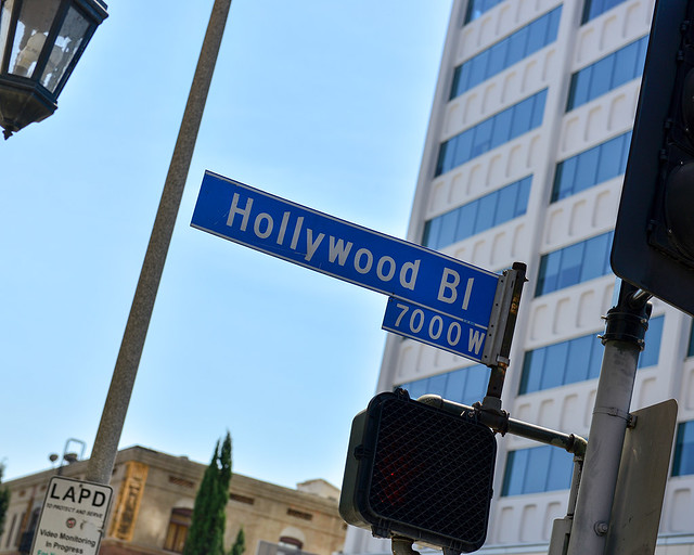 Cartel de la calle Hollywood Boulevard de Los Angeles