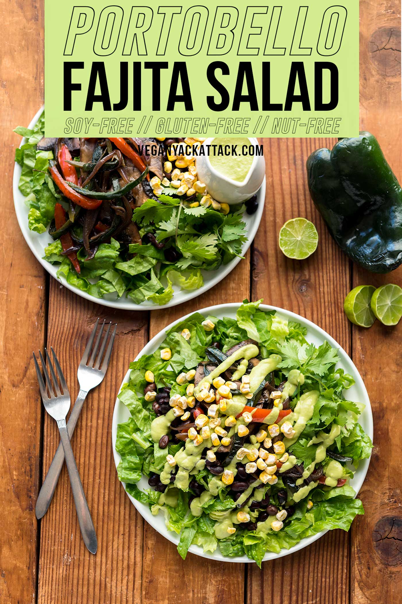 Need dinner in a pinch? This Portobello Fajita Salad from Vegan Yack Attack On the Go! is packed with flavor and comes together in under 30 minutes. You'll want the creamy avocado dressing on everything! Soy-free, Gluten-free, & Nut-free, to boot!