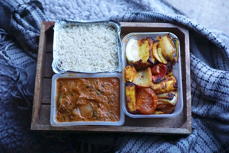Tandoori paneer kebab, chicken curry and pilau rice from The Tiffin Tin in Tuffnell Park, North London | my gluten free Islington guide | gluten free North London