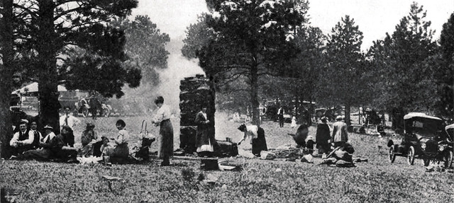 Burning Gas on the Gypsy Trail - Outing (magazine), April 1922; "Free Camp Grounds for Tourists" is the Welcome Sign from Maine to California 