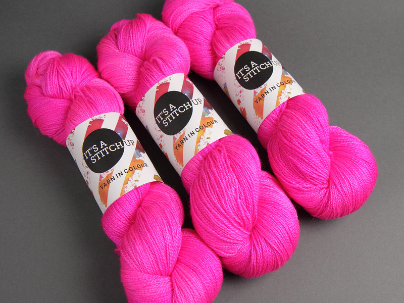 Brilliance Lace yarn in 'Be Safe, Be Seen' (neon pink)