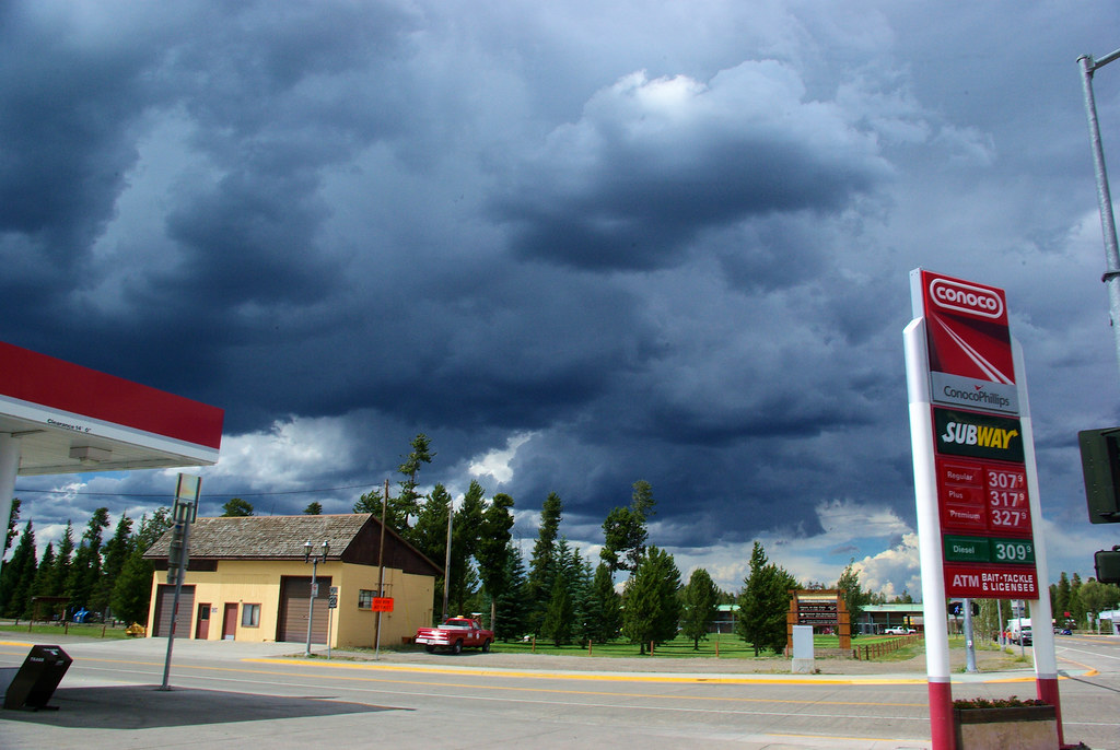 Dark clouds over West Yellowstone, Montana, August 6, 2010 (Pentax K10D)