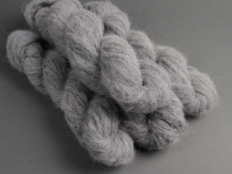 Fuzzy Lace brushed baby alpaca silk hand dyed yarn in 'Coal Dust' (grey)