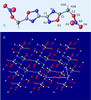 Crystal packing viewed along the b axis. Dashed blue lines represent intramolecular interactions, whereas dashed red lines represent intermolecular contacts.
