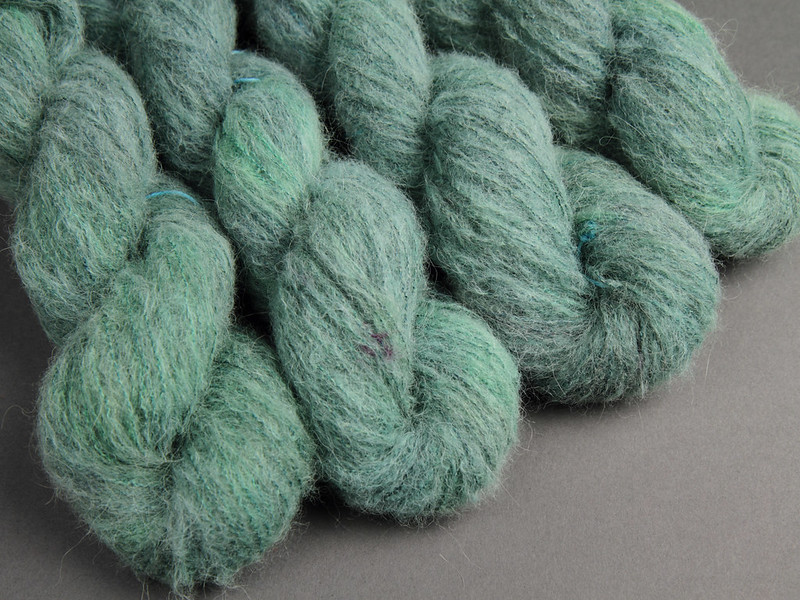 Fuzzy Lace brushed baby alpaca silk hand dyed yarn in 'Spruce' (forest green)