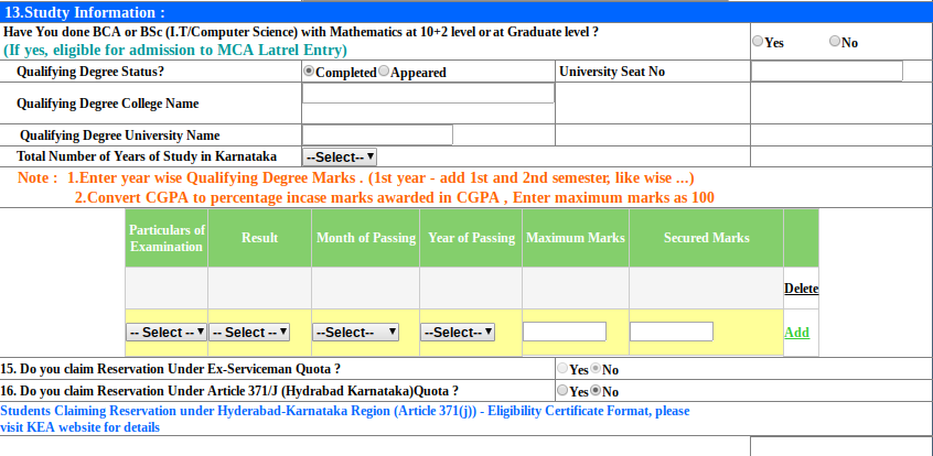 Karnataka PGCET 2020 Application Form