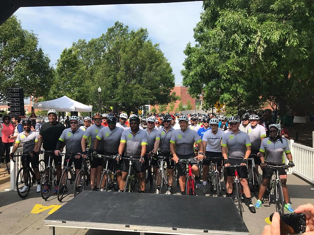 Bikers line up at the starting line for the 2017 Bo Bikes Bama event