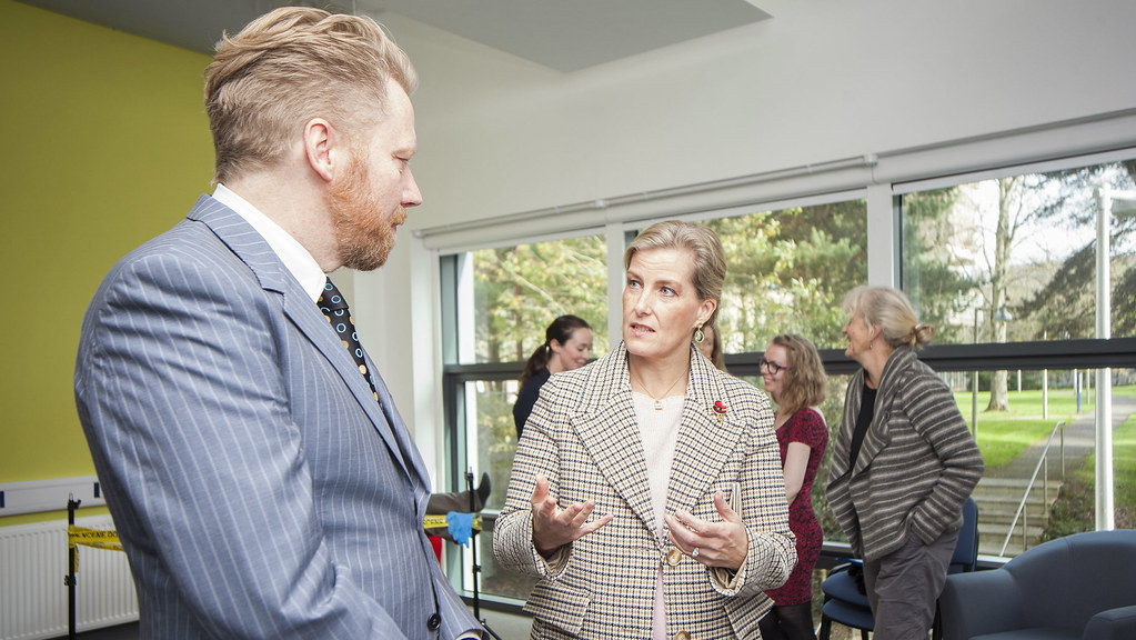 Professor Mark Brosnan discussing the work of our Centre for Applied Autism Research with HRH The Countess of Wessex.