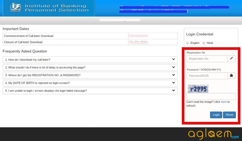 Admit card downloading demo of IBPS RRB