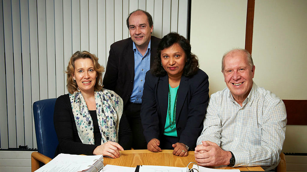 (L to R) Kerena Green, Graham Fisher, Semali Perera & Rob Head after sale of University spin out company n-psl
