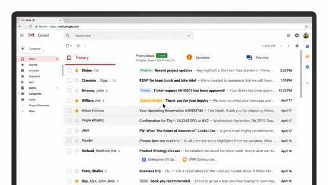 新しいデザインの「Gmail」が公開。「スヌーズ」など新機能も追加