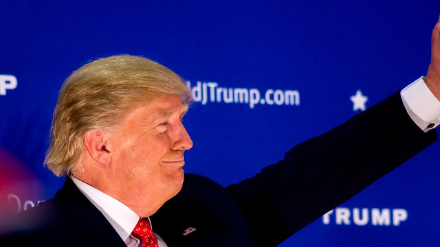 Donald Trump raising arm