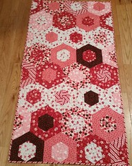 Valentines table runner completed from scraps.