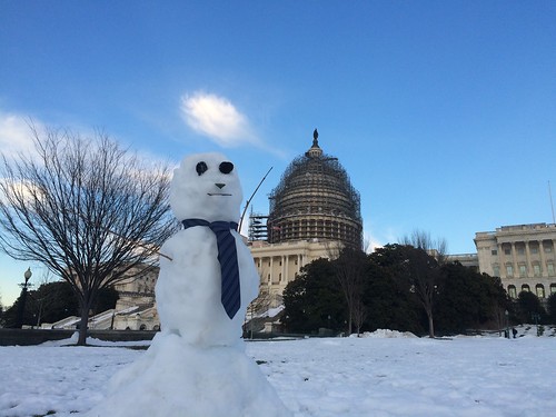Snowman in necktie at US Capitol, Washington, DC #blizzard2016