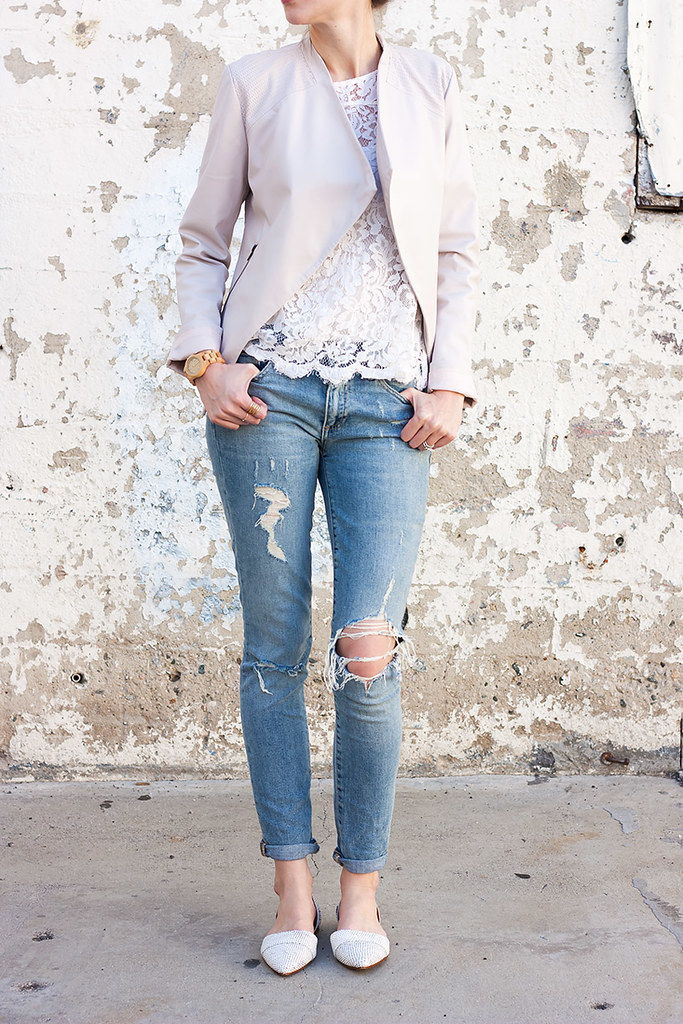 Gap Distressed Jeans, Blush Jacket