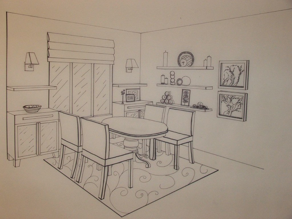 drafting project 4.7.2008 2 point perspective of a dining … Flickr