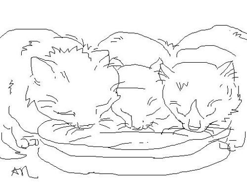 kitties drinking milk | Another "mouse" drawing... | Flickr