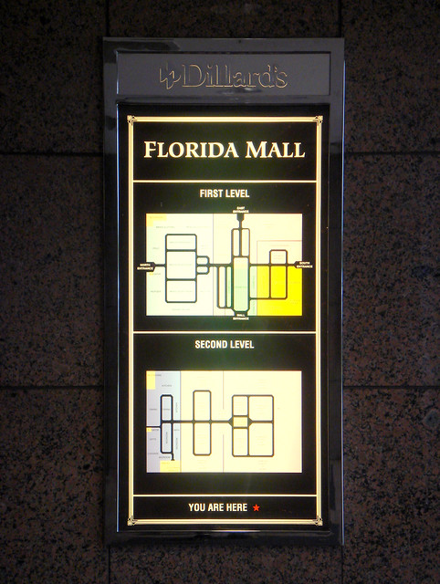 Florida Mall Dillard's Map | Looked like a sign that has age ...