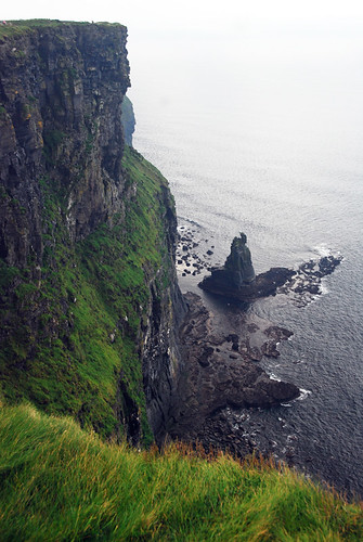 The Branaunmore sea stack from above on the Cliffs of Moher on the west coast of Ireland