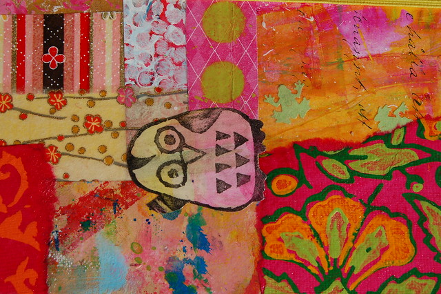 Owl stamped front pimp your own moleskine sketchbook, photo and patchwork by Hanna Andersson aka iHanna #DIY
