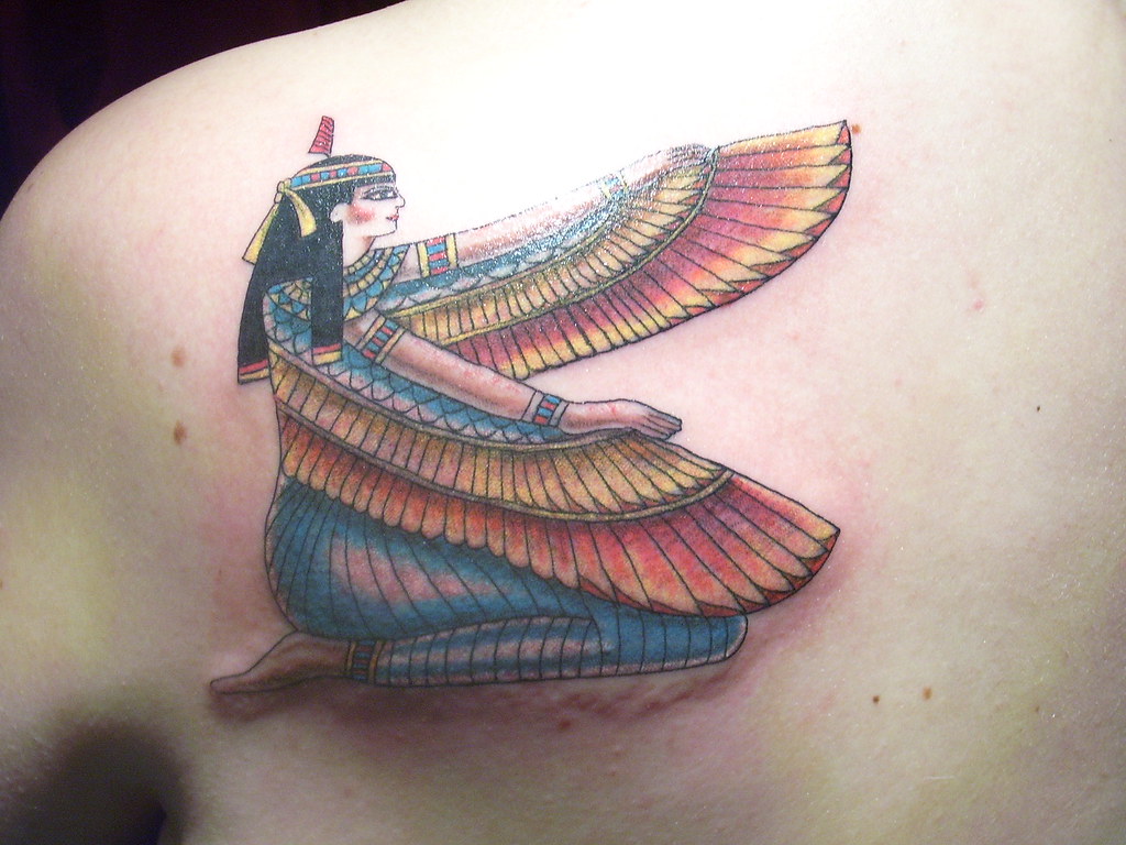 www.dawngrace.com | Colour Egyptian goddess Ma'at tattoo ...