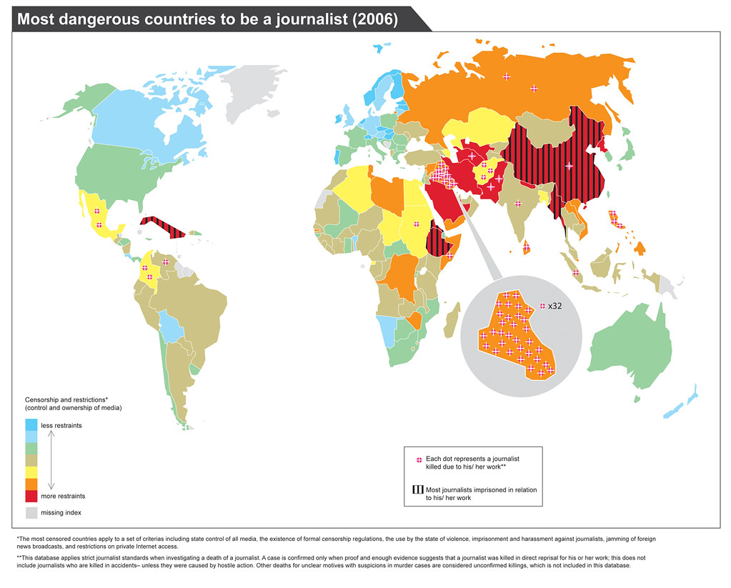 Map Of Most Dangerous Countries To Be A Journalist Flickr