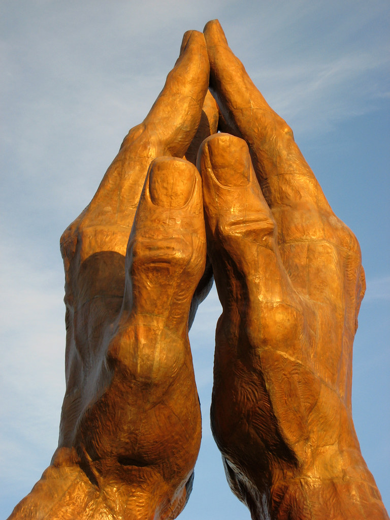 Praying Hands, a 30 ton 60 ft tall bronze statue at Oral … | Flickr