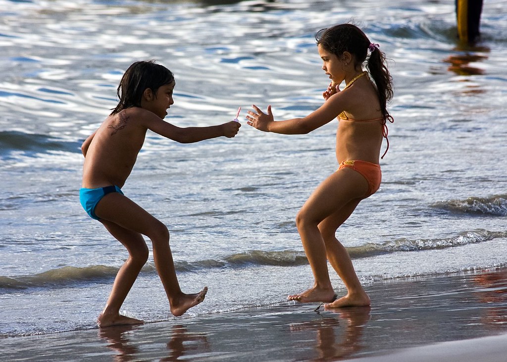 Little Kids Playing Karate At The Beach  The Boy And The -5897
