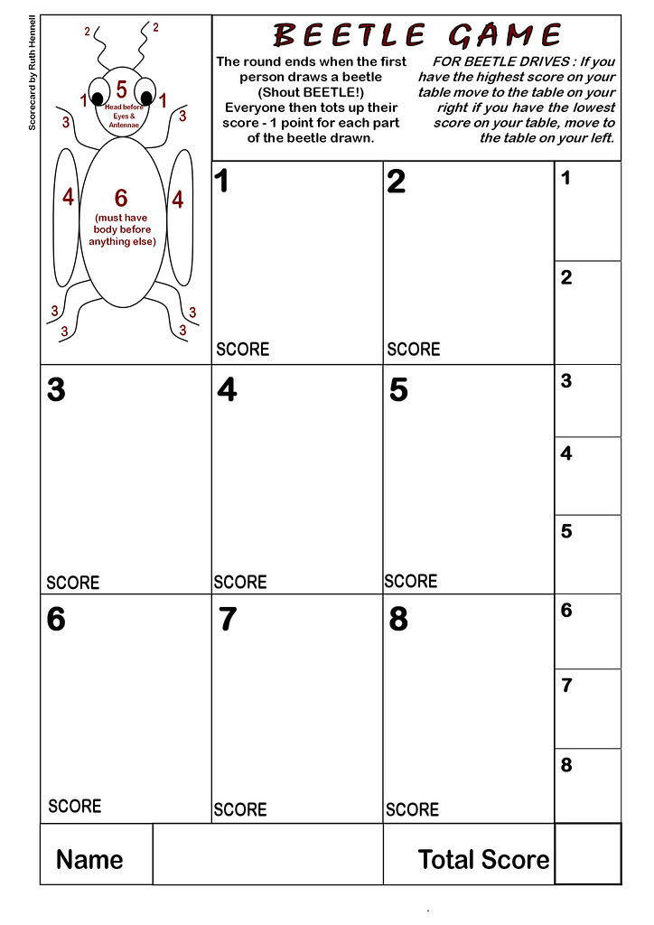 printable beetle game card A scorecard for Beetle. Click h… Flickr