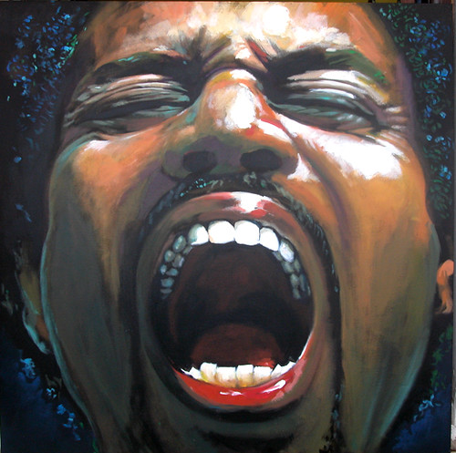 Screaming Malik Acrylic on canvas 90 cm X 90 cm (3' X 3