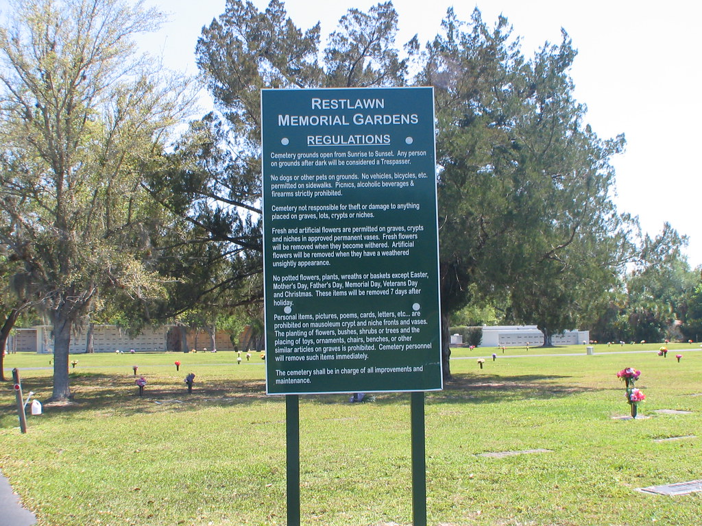 Restlawn Memorial Gardens Regulations Sign E L Weems Flickr