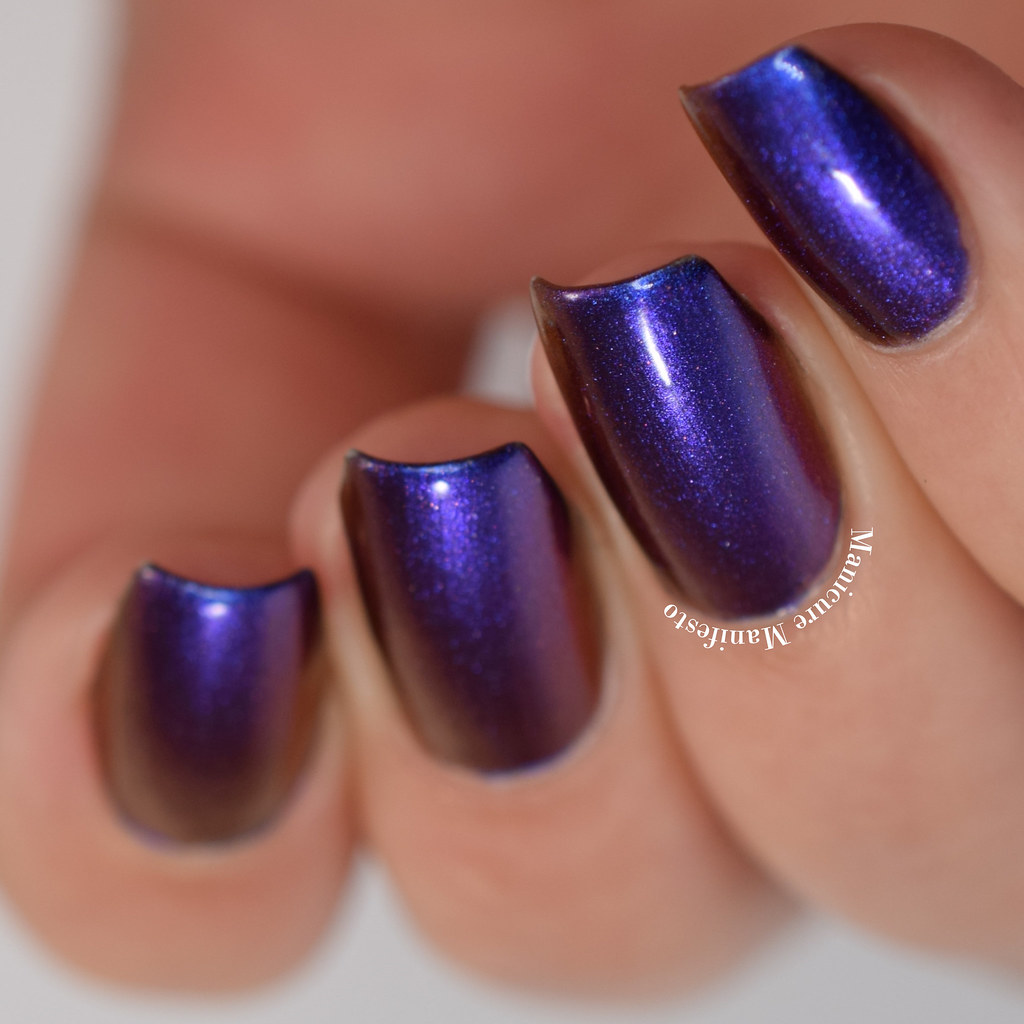 Blue metallic nail polish
