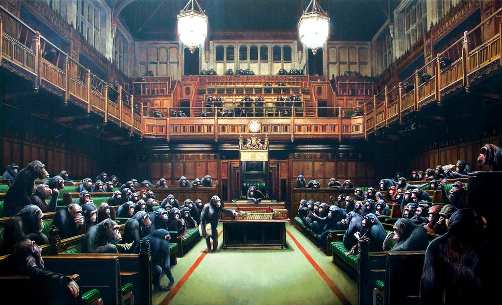 Monkey Parliament by Banksy | Can you spot Nick Clegg, Ed Mi… | Flickr