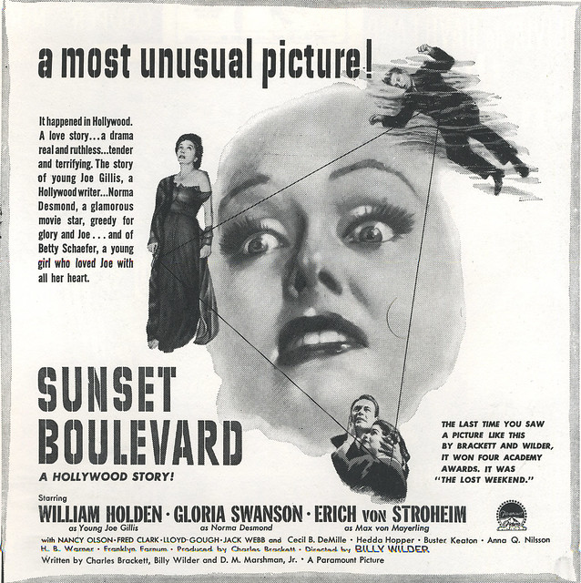 SUNSET BLVD Movie Poster 1950 Hollywood Film Noir RARE Print