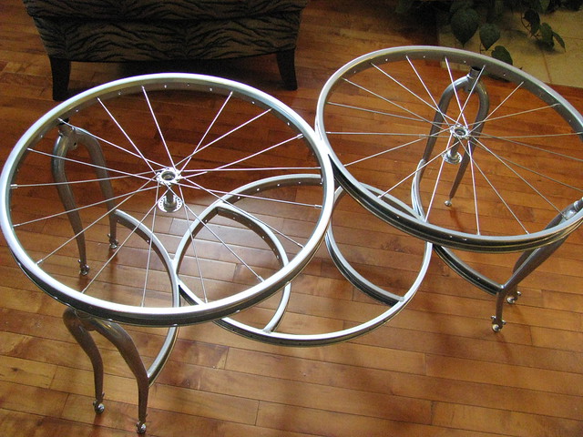 bike parts double rim coffee table