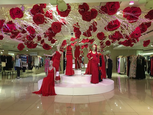 Rustan's Makati,  mannequins in red gowns