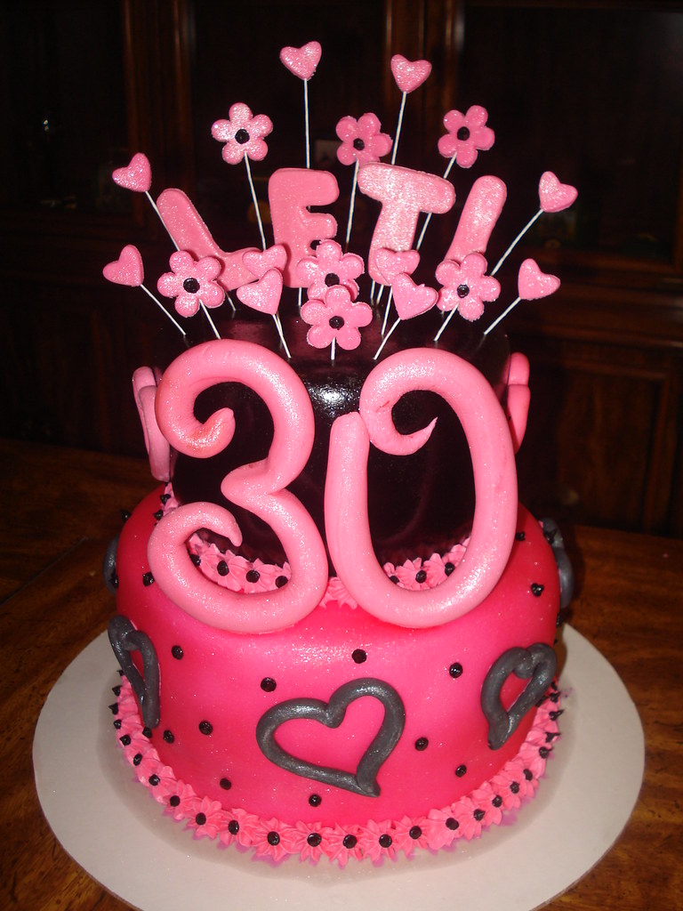 30th birthday cake 30th birthday cake, pink and black