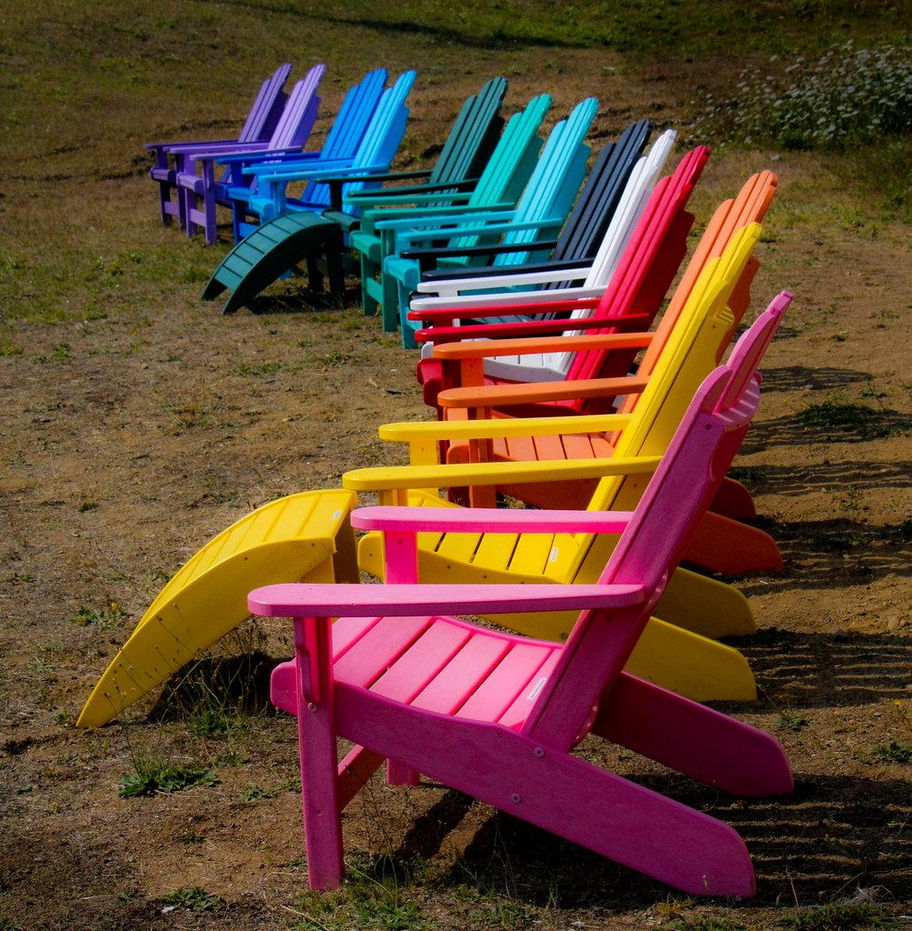 Rainbow A sweep of colorful Adirondack chairs for sale ...