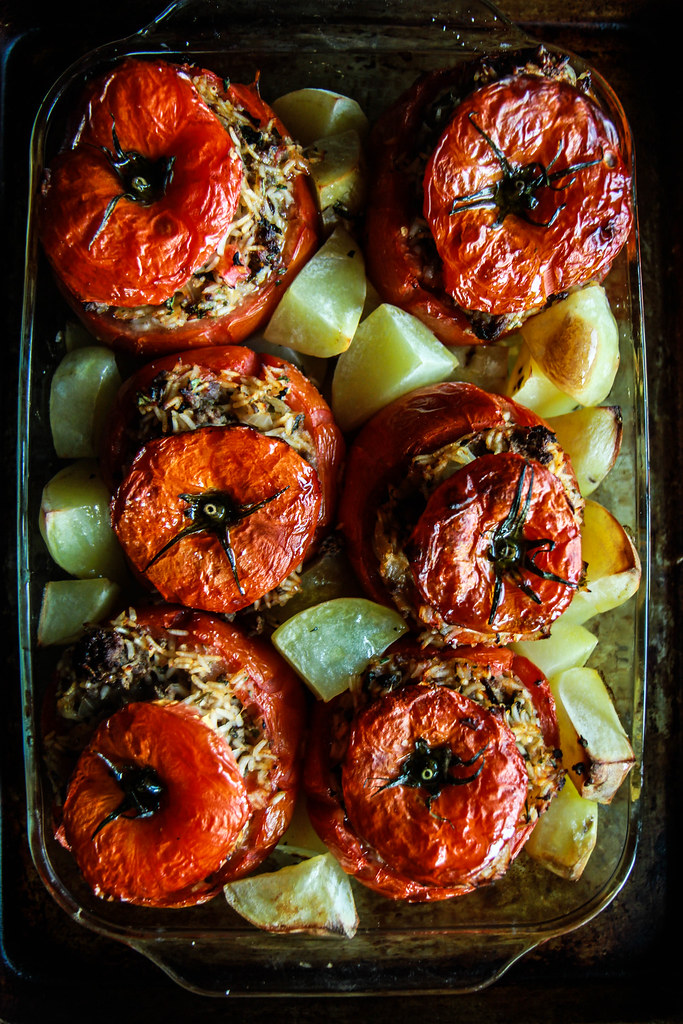 Greek Stuffed Tomatoes from HeatherChristo.com