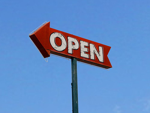 Open sign by caveman92223 on Flickr; CC BY-ND