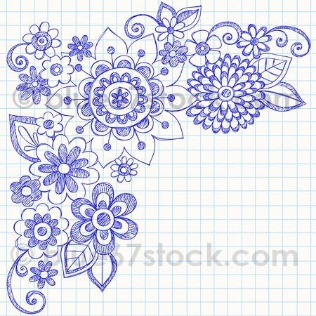 Hand-Drawn Sketchy Flowers Notebook Doodle Vector Illustra 