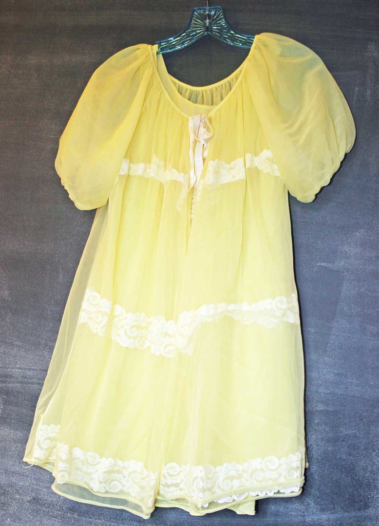 Vintage Canary Yellow Chiffon Peignoir Set | This lovely bab… | Flickr