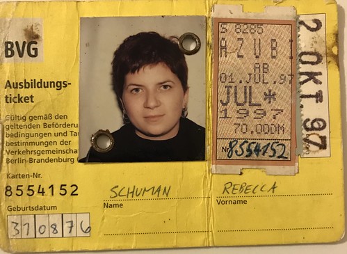 My student transit pass, Berlin, 1997. Rebecca Schuman: #StudyAbroadBecause it will introduce you to yourself