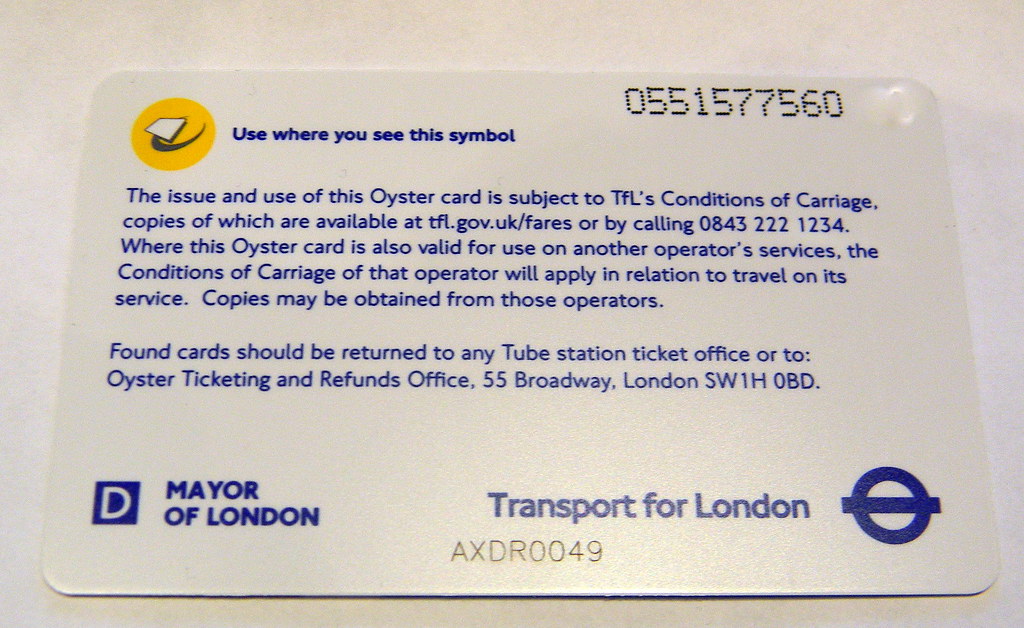 Oyster card back